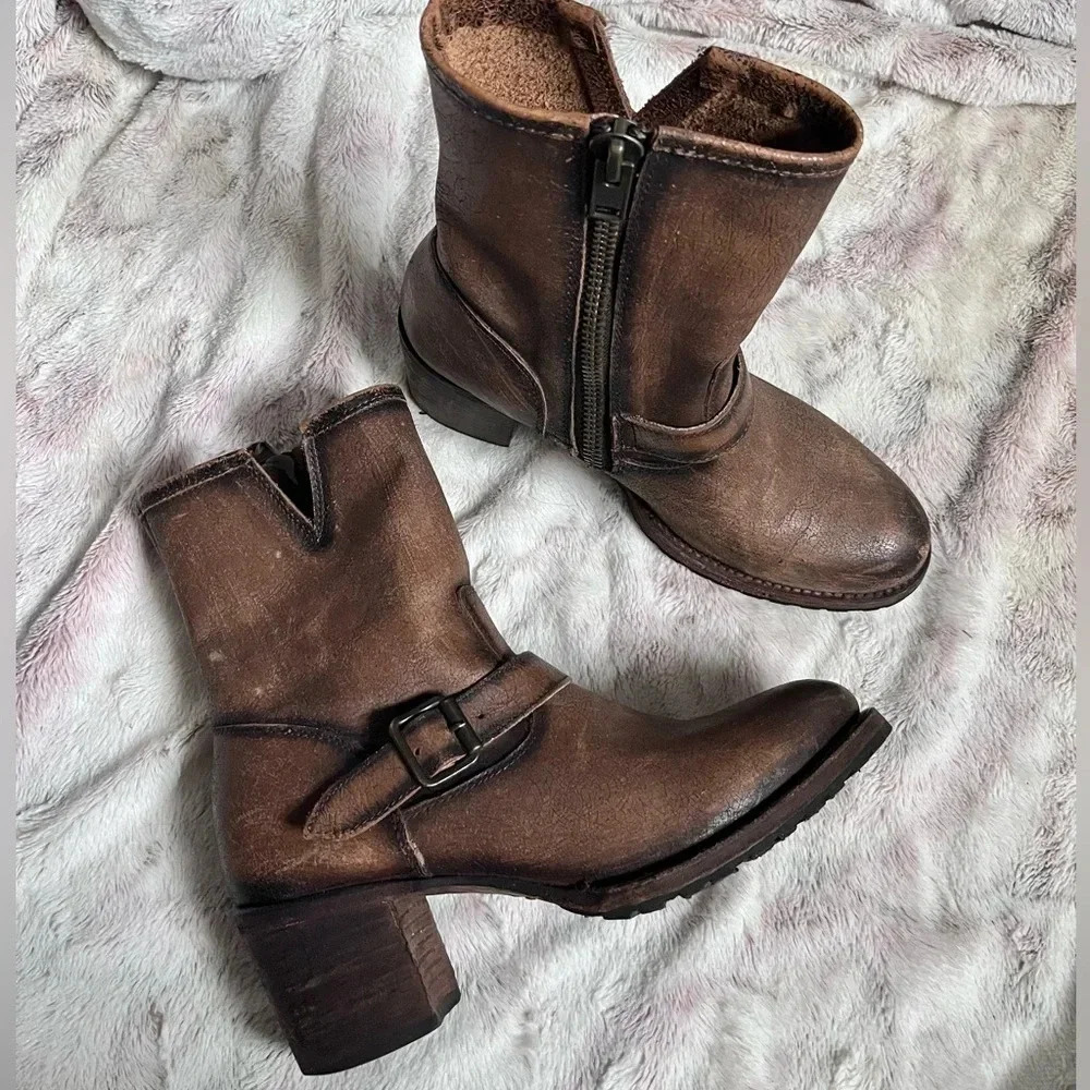 FreeBird Carlito Brown Leather Boho Western Moto Boots